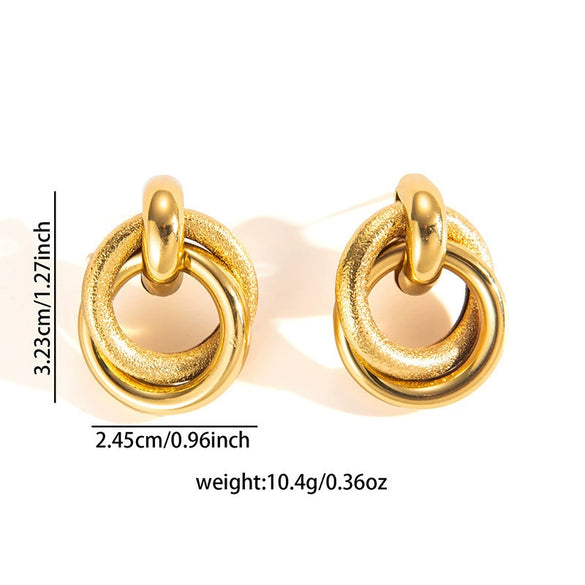 Wholesale Women's Retro Light Luxury Geometric Titanium Steel Hoop Earrings With Electroplating