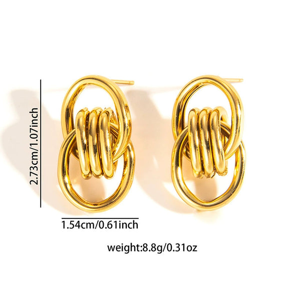 Wholesale Women's Retro Light Luxury Geometric Titanium Steel Hoop Earrings With Electroplating