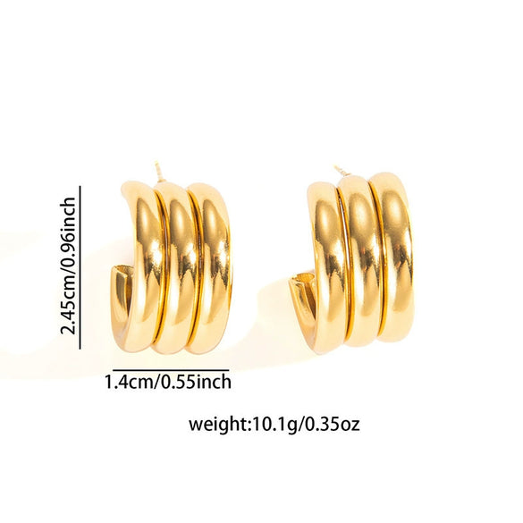 Wholesale Women's Retro Light Luxury Geometric Titanium Steel Hoop Earrings With Electroplating