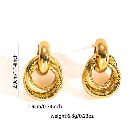 Wholesale Women's Retro Light Luxury Geometric Titanium Steel Hoop Earrings With Electroplating