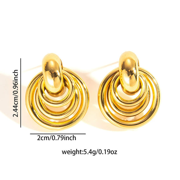 Wholesale Women's Retro Light Luxury Geometric Titanium Steel Hoop Earrings With Electroplating