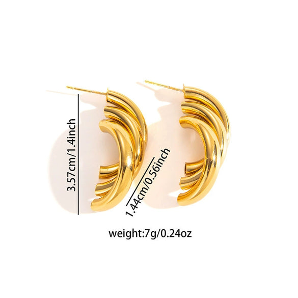 Wholesale Women's Retro Light Luxury Geometric Titanium Steel Hoop Earrings With Electroplating