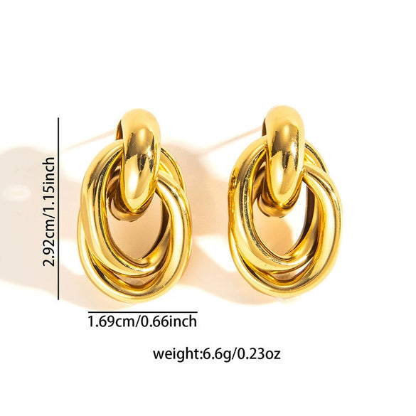 Wholesale Women's Retro Light Luxury Geometric Titanium Steel Hoop Earrings With Electroplating
