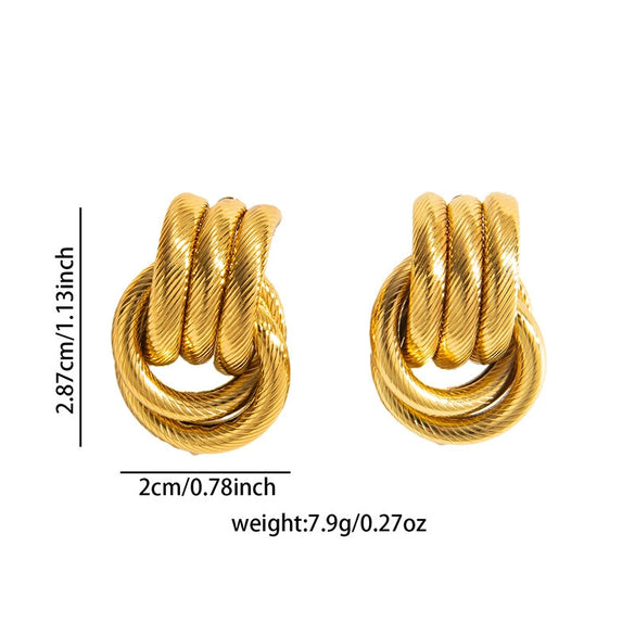 Wholesale Women's Retro Light Luxury Geometric Titanium Steel Hoop Earrings With Electroplating