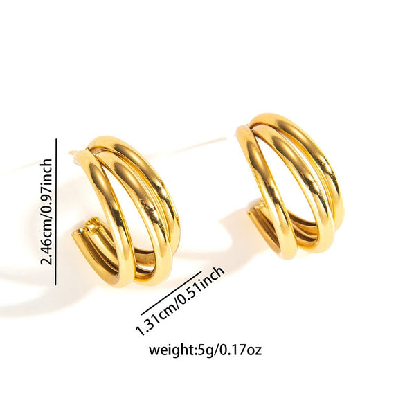 Wholesale Women's Retro Light Luxury Geometric Titanium Steel Hoop Earrings With Electroplating
