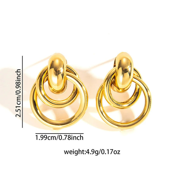 Wholesale Women's Retro Light Luxury Geometric Titanium Steel Hoop Earrings With Electroplating