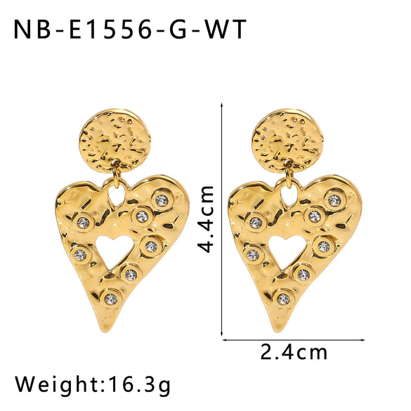 Wholesale Women's Retro Light Luxury Ins Style Titanium Steel And 18K Gold Geometric Hollow Earrings With Vacuum Plating In Furnace And Electroplating