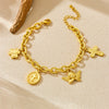 Wholesale Women's Retro Light Luxury Oval Cross Angel Pendant Stainless Steel Goldplated Bracelet