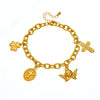 Wholesale Women's Retro Light Luxury Oval Cross Angel Pendant Stainless Steel Goldplated Bracelet