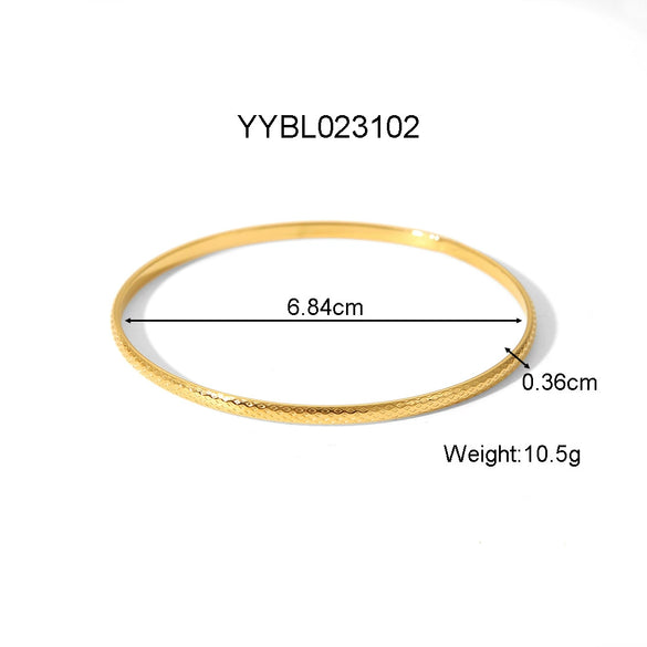 Wholesale Women's Retro Light Luxury Simple Pattern Stainless Steel Bracelet With Pvd Furnace Vacuum Real Gold Plating