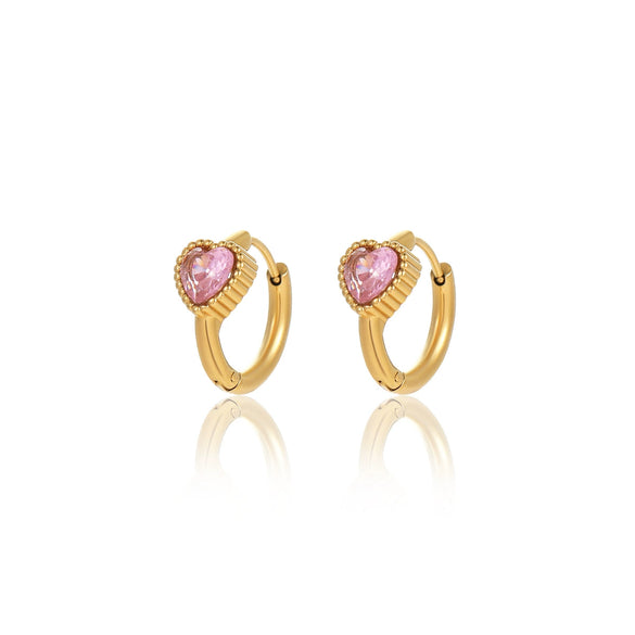 Wholesale Women's Retro Light Luxury Stainless Steel And 18K Inlaid Love Zircon Earrings With Electroplating