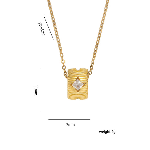 Wholesale Women's Retro Light Luxury Style Star Pattern Copper Zircon Inlaid Gold Plated O Word Chain Small Waist Necklace