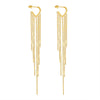 Wholesale Women's Retro Long Tassel Design Titanium Steel Earrings With Geometric Style And 18K Gold Electroplating