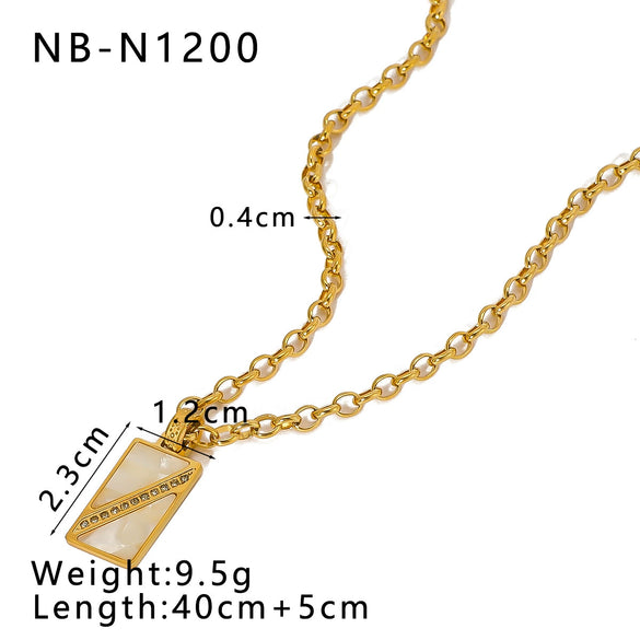 Wholesale Women's Retro Love Geometric Pendant Necklace Stainless Steel And Titanium Steel With 18K Vacuum Plating In Furnace And Inlaid Zircon
