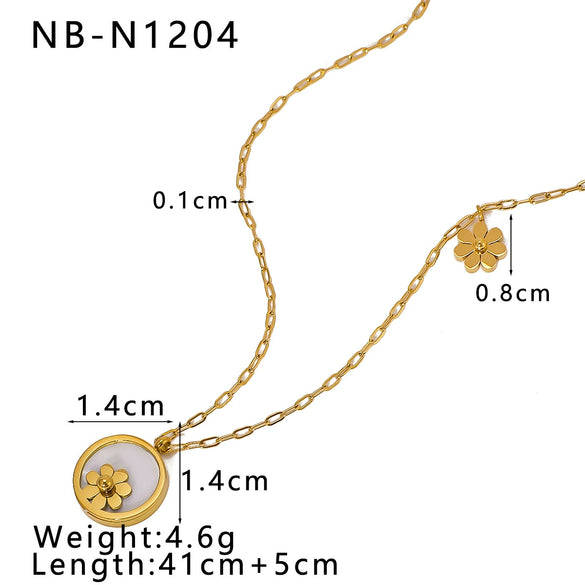 Wholesale Women's Retro Love Geometric Pendant Necklace Stainless Steel And Titanium Steel With 18K Vacuum Plating In Furnace And Inlaid Zircon