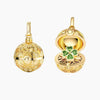 Wholesale Women's Retro Maillard Style Geometric Heart Four Leaf Clover Frog Opening And Closing Round Pendant Necklace With Copper Chain And Mixed Gemstone Setting Electroplated