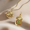 Wholesale Women's Retro Maillard Style Geometric Heart Four Leaf Clover Frog Opening And Closing Round Pendant Necklace With Copper Chain And Mixed Gemstone Setting Electroplated