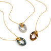 Wholesale Women's Retro Maillard Style Geometric Resin Pendant Stainless Steel O Word Chain Necklace With Electroplating