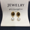 Wholesale Women's Retro Maillard Style Natural Freshwater Pearl Earrings With Alloy Inlaid Artificial And Semiprecious Stones Oblate Shape