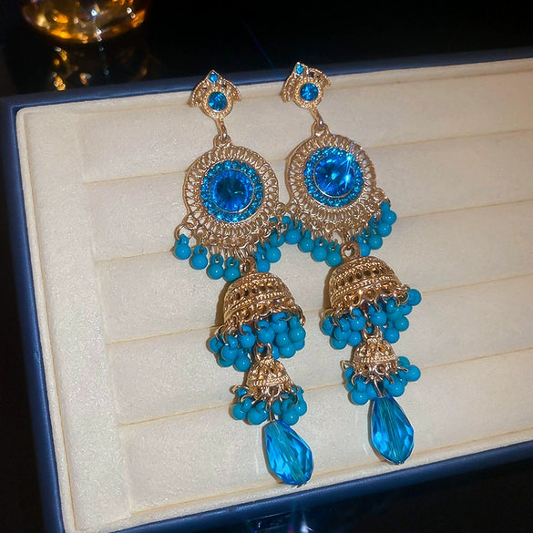 Wholesale Women's Retro Metal Geometric Tassel Earrings With Electroplating Design