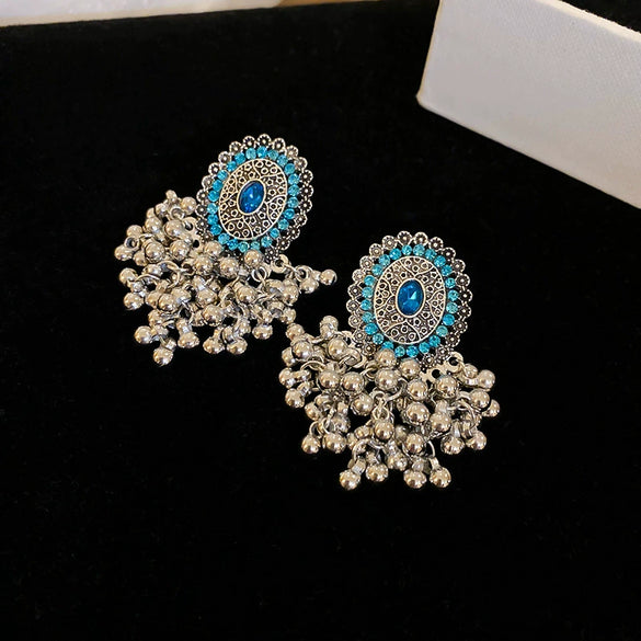 Wholesale Women's Retro Metal Geometric Tassel Earrings With Electroplating Design