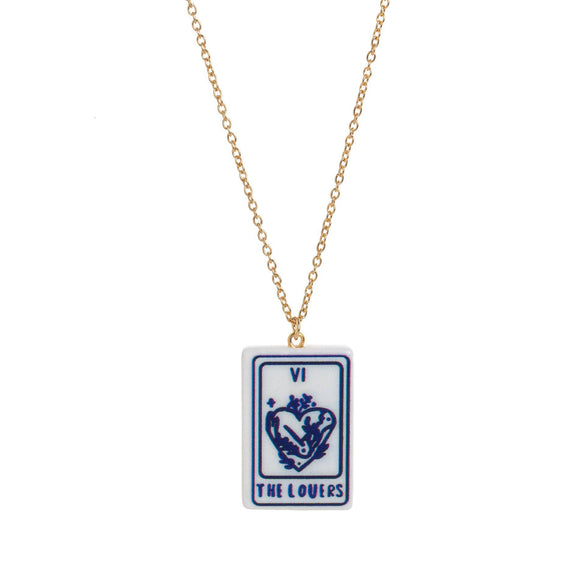 Wholesale Women's Retro Minimalist Geometric Heart Tarot Copper Goldplated Necklace