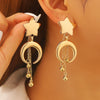 Wholesale Women's Retro Minimalist Geometric Star Shape Alloy 14K Gold Electroplated Pendant Earrings