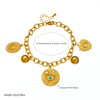 Wholesale Women's Retro Multielement Pendant Stainless Steel Chain Bracelet With Heart Shape And Electroplating Design
