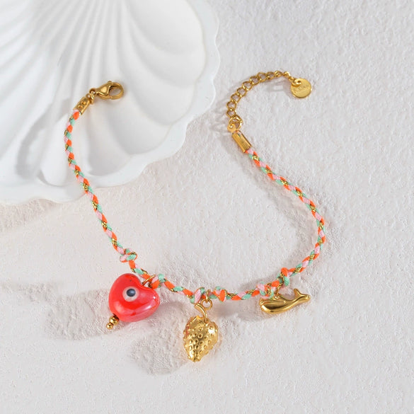 Wholesale Women's Retro Multielement Titanium Steel Fruitshaped Electroplated Bracelet