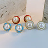 Wholesale Women's Retro Natural Freshwater Pearl Sterling Silver Round Earrings