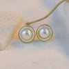 Wholesale Women's Retro Natural Freshwater Pearl Sterling Silver Round Earrings