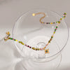Wholesale Women's Retro Natural Stone Glass Bead Handmade Beaded Chain Necklace With Geometric Starshaped 18K Goldplated Stainless Steel Pendant