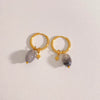Wholesale Women's Retro Natural Stone Oval Pendant Gold Plated Stainless Steel Geometric Earrings With Electroplating