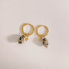 Wholesale Women's Retro Natural Stone Oval Pendant Gold Plated Stainless Steel Geometric Earrings With Electroplating