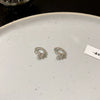 Wholesale Women's Retro Natural Style Alloy 925 Silver Electroplated Zircon Pearl Earrings With Flower And Geometric Patterns