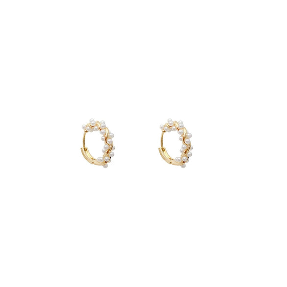 Wholesale Women's Retro Natural Style Alloy 925 Silver Electroplated Zircon Pearl Earrings With Flower And Geometric Patterns