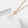 Wholesale Women's Retro Necklace 925 Silver With Geometric Pattern Abalone Shell Pendant And Childparent Chain Electroplated