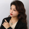 Wholesale Women's Retro Necklace 925 Silver With Geometric Pattern Abalone Shell Pendant And Childparent Chain Electroplated