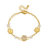 Wholesale Women's Retro Niche Multilayer Stacked Square Flower Stainless Steel Goldplated Bracelet With Electroplating Design