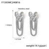Wholesale Women's Retro Niche 316L Stainless Steel Heartshaped Hammered Tassel Chain Earrings With Geometric Pattern And Electroplating