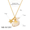 Wholesale Women's Retro Ocean Style Minimalist Shell Pearl Necklace With Earrings Stainless Steel Pvd Furnace Vacuum Real Gold Plated Jewelry