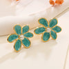 Wholesale Women's Retro Oil Drop Flower Stainless Steel Earrings