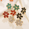 Wholesale Women's Retro Oil Drop Flower Stainless Steel Earrings