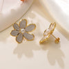Wholesale Women's Retro Oil Drop Flower Stainless Steel Earrings