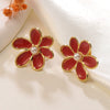 Wholesale Women's Retro Oil Drop Flower Stainless Steel Earrings