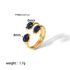 Wholesale Women's Retro Open Ring Jewelry In Titanium Steel With Natural Stone And Geometric Design Vacuum Real Gold Electroplated In Pvd Furnace