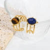 Wholesale Women's Retro Open Ring Jewelry In Titanium Steel With Natural Stone And Geometric Design Vacuum Real Gold Electroplated In Pvd Furnace