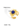 Wholesale Women's Retro Open Ring Jewelry In Titanium Steel With Natural Stone And Geometric Design Vacuum Real Gold Electroplated In Pvd Furnace