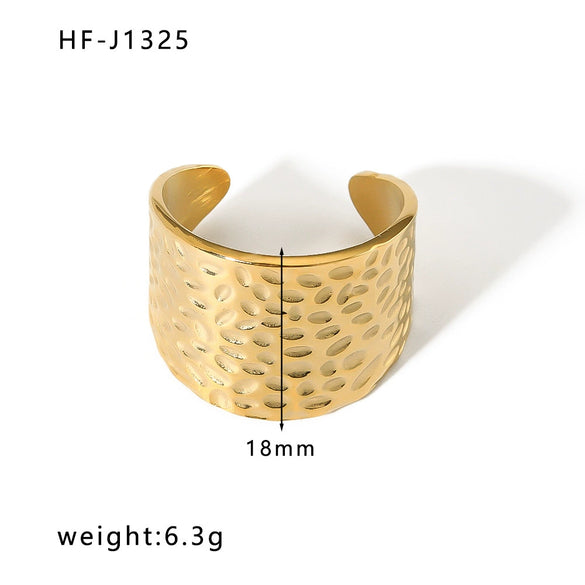 Wholesale Women's Retro Opening Ring With Zircon In Geometric Pattern Titanium Steel