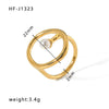 Wholesale Women's Retro Opening Ring With Zircon In Geometric Pattern Titanium Steel